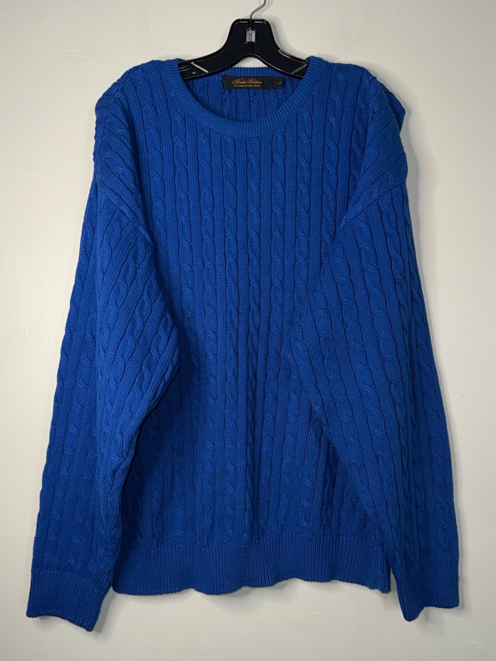 Brooks Brothers Cable Knit Crewneck Sweater - Blue